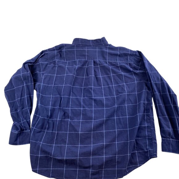 Lands End Mens Shirt XXL 18 18.5 Blue Plaid Button-Down Long Sleeve 100% Cotton - Picture 2 of 10